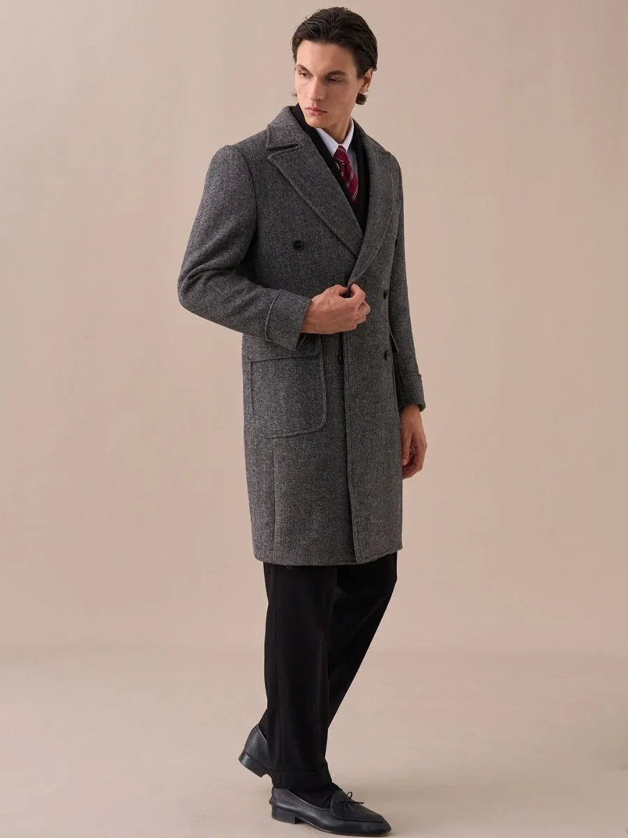 Wool Double-Breasted President Overcoat